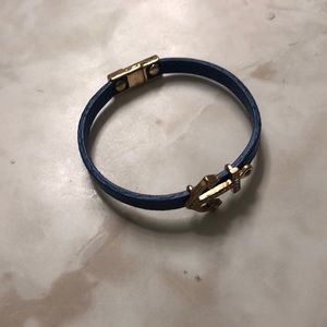 Magnetic leather anchor charm bracelet
